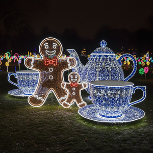 إضاءة احتفالية LED مقاومة للماء على شكل رجل الزنجبيل، أضواء زخرفية ثلاثية الأبعاد كبيرة الحجم للمتنزهات، إضاءة بموضوع عيد الميلاد - Product Image 1