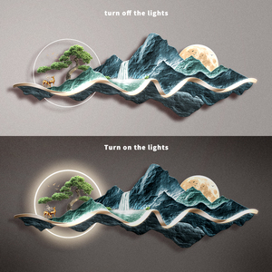 Art mural LED luxueux et magnifique peinture de paysage abstraite originale avec un design créatif peut ajouter des diamants - Product Image 3