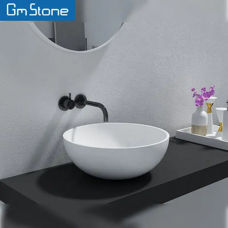 Luxury Solid Surface ceramic modern basin Counter Top Wash Basin For Hotel Bathroom Sink