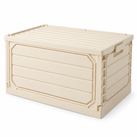 Boîte de rangement pliable en plastique pour le camping en plein air, avec couvercle en bois, anti-poussière, anti-humidité, style japonais, organisateur de coffre de voiture suspendu