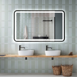 Miroir <span class=keywords><strong>de</strong></span> <span class=keywords><strong>salle</strong></span> <span class=keywords><strong>de</strong></span> <span class=keywords><strong>bain</strong></span> avec éclairage <span class=keywords><strong>LED</strong></span>, cadre en aluminium, miroir mural avec coins arrondis - Product Image 2