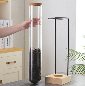 Tube à essai en verre borosilicate de haute qualité pour le stockage alimentaire, avec joint transparent et base en <span class=keywords><strong>bambou</strong></span>, anti-explosion et compatible vapeur pour le thé - Product Image 2