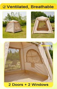 <span class=keywords><strong>Tente</strong></span> <span class=keywords><strong>de</strong></span> camping <span class=keywords><strong>gonflable</strong></span> portable en <span class=keywords><strong>toile</strong></span> 300D quatre saisons, 4,6 mètres carrés, avec structure pneumatique en PVC imperméable Oxford, deux <span class=keywords><strong>chambres</strong></span> - Product Image 5