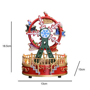 Vente directe d'usine décorations de noël faites à la main noël lumière LED grande roue boîte à musique artisanat en plastique créatif ornements - Product Image 3
