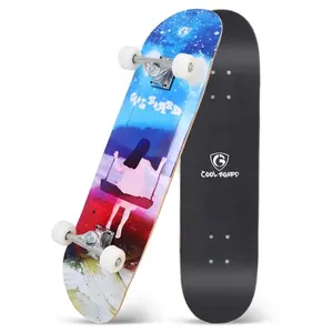 स्केटबोर्ड फैक्टरी कीमतें चीनी मेपल स्केट बोर्ड डेक चीन बिक्री के लिए लाइट के साथ कस्टम ग्राफिक 4 पीयू व्हील