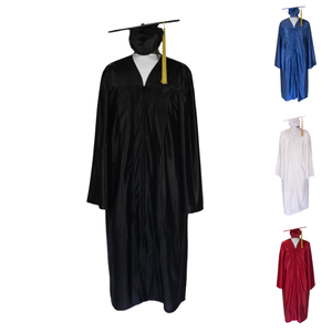 光沢のある卒業ガウンセット卸売学士ブラック卒業キャップセット - Product Image 1