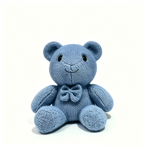Oso de peluche azul tejido a mano personalizado, oso de peluche de hilo suave, regalo de oso de peluche tejido para bebé niño. - Product Image 3