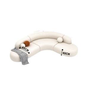 Canapé en forme de L incurvé de couleur crème, semi-circulaire, moderne, pour salon, avec table basse, pour enfants, adultes, personnes âgées - Product Image 5