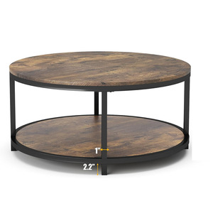 Mộc mạc bằng Gỗ Kim Loại công nghiệp sofa bảng cho phòng khách thiết kế hiện đại <span class=keywords><strong>36</strong></span> inch Vòng Bàn cà phê - Product Image 2