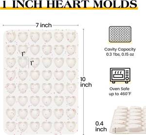 Molde de silicona para chocolate y gomitas, con 48 cavidades en forma de corazón, grado platino LFGB, antiadherente, libre de BPA, de la fábrica MUYULINS. - Product Image 5