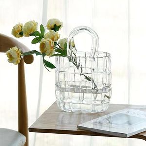 INS <span class=keywords><strong>carré</strong></span> sac à main Design verre <span class=keywords><strong>Vase</strong></span> mode hydroponique fleurs fraîches Table Top <span class=keywords><strong>Vase</strong></span> en gros - Product Image 5