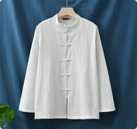Ecowalson – Blouse rétro chinoise pour femme, col montant, boutons grenouille, idéale pour l'exercice matinal et le Tai Chi