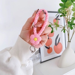 Silicone Phone Lanyard Pink Flower Pendant Metal Buckle Women's Style - Product Image 1