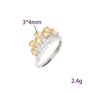 9 Dainty 3*4mm Pear Cut Natural Stone King Crown <b>Adjustable</b> <b>Rings</b> 925 Sterling Silver Colorful Gemstone Statement Women Jewelry - Product Image 6