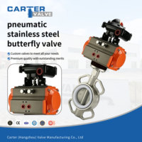 Válvula de Mariposa Neumática de Acero Inoxidable SS304 CF8, Tipo Wafer, con Brida RF, Actuador Neumático, Sello Suave EPDM, para Agua, Aceite y Gas, PN25 ANSI150