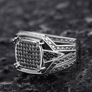 Geometric Square <b>Ring</b> Gold Two-tone Micro Pave Zircon Unisex Jewelry Everyday Wear - Product Image 3