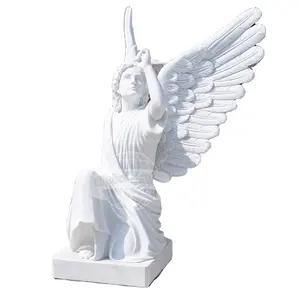 Hotel Villa Courtyard Large Angels Granite Statues Western Garden Winged Angel Sculpture White Marble European Angel Statue