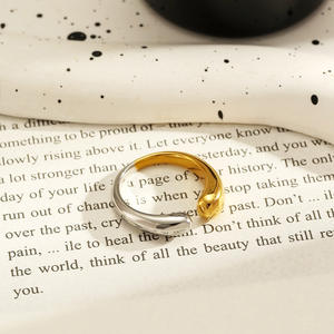 Stainless Steel <b>Ring</b> Geometric Two Tone Gold Plated Women's Fashion Jewelry Gift YR1 - Product Image 4