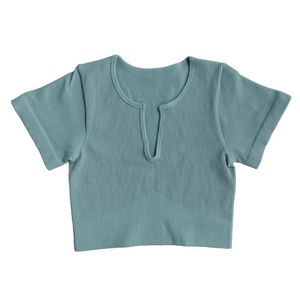 Haut de sport de yoga sans couture de haute qualité personnalisé pour femmes, décontracté, athlétique, pour l'entraînement, le sport, la salle de sport, 2024 - Product Image 1