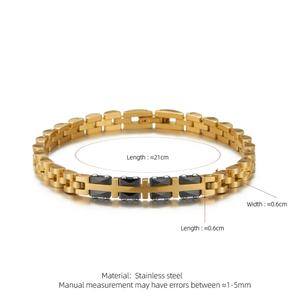 Bracelet chaîne en acier inoxydable pour femme, style loisirs, avec plaque en céramique incurvée, accessoires de bijouterie - Product Image 6