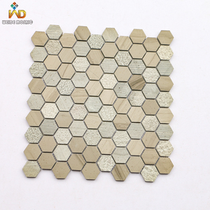Mosaïque hexagonale en pierre <span class=keywords><strong>gris</strong></span> <span class=keywords><strong>clair</strong></span>, finition texturée et mate, pour sol et mur de salle de bain, projets en gros - Product Image 1