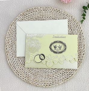 Bon marché personnalisé stock fleur personnelle gaufrage <span class=keywords><strong>origami</strong></span> manchon d'invitation de mariage avec enveloppe - Product Image 2