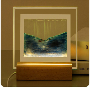 Venta al por mayor Decoración de mesa cinética diferentes colores cristal arena Imagen Arte Mar arena paisaje en movimiento pantalla arena pintura 3D Luz - Product Image 2