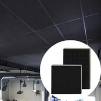 Plafonds suspendus décoratifs en fibres minérales noires, dalles de plafond 15 mm 60x60 pour la décoration