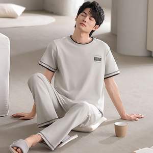 <span class=keywords><strong>Pigiama</strong></span> da <span class=keywords><strong>uomo</strong></span> a manica corta pantaloni lunghi 2 pezzi Set <span class=keywords><strong>pigiama</strong></span> <span class=keywords><strong>uomo</strong></span> a girocollo per il tempo libero in cotone morbido <span class=keywords><strong>3XL</strong></span> taglie forti da notte - Product Image 5