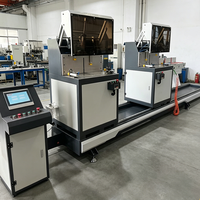 Sierra de corte CNC de doble cabezal totalmente cerrada, sierra ingletadora de precisión multiángulo para fábrica de perfiles de aluminio