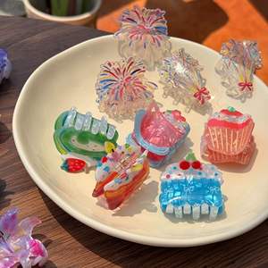 Liwu 可愛い カートゥーン アクリル ヘア クロー 韓国風 ミニサイズ 5cm 前髪クリップ 子供用 日常使い ヘアアクセサリー - Product Image 1