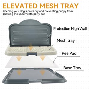 Pawise grand plateau d'entraînement <span class=keywords><strong>de</strong></span> pot pour chiot avec grille en maille et garde contre les éclaboussures support <span class=keywords><strong>de</strong></span> coussin <span class=keywords><strong>de</strong></span> <span class=keywords><strong>pipi</strong></span> pour chien avec mur haut toilette intérieure pour chien - Product Image 3
