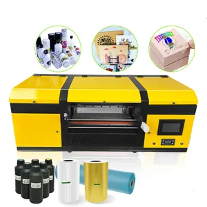 Desktop bisnis kecil ide mesin cetak 2 IN 1 A3 UV Flatbed Printer Inkjet UV DTF Film stiker mesin cetak dengan Laminator
