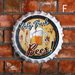 Bottle beer cover painting wall art iron paintings stretched canvas prints with frame for home decoration Iron Wall Painting Han