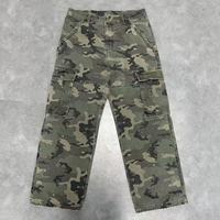 Pantalon cargo camouflage personnalisé pour homme, imprimé intégral, coupe large, Ripstop, multi-poches boutonnées, style Hip Hop Streetwear, mode décontractée, ourlet effiloché