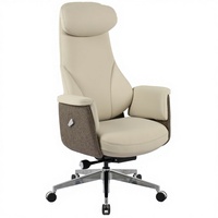 Chaise de bureau exécutive ergonomique Henglin à dossier haut avec hauteur réglable, pivotante, revêtement en tissu, cuir véritable et PU