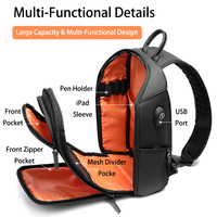 Sac bandoulière Oxford pour homme, imperméable, décontracté, sac de poitrine avec port de charge USB, compatible iPad 9,7 pouces, pour voyage, affaires, personnalisable