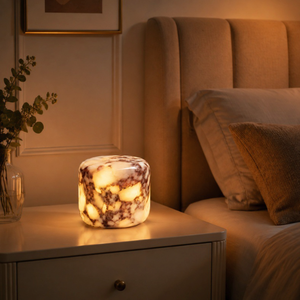 Marble Cylinder Violet <b>Rechargeable</b> Touch Sensitive Small Cylindrical Light Luxury Minimalist Bedroom Home Decoration - Product Image 2