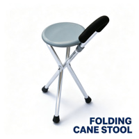 Canne de marche pliante en aluminium avec siège, légère, pour personnes âgées et handicapées, facile à transporter, utilisation en extérieur, hauteur réglable, poignée en PVC, stable