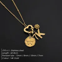 Collier eManco en acier inoxydable couleur or, style minimaliste, pendentif cœur, papillon, lettre, breloque superposée, bijoux DIY