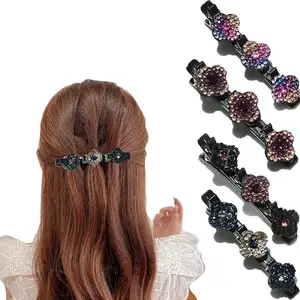 时尚韩式闪闪水晶石编织发夹花朵发夹