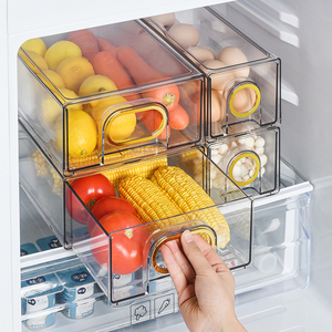 Multipurpose Plastic 6 Pieces Stackable Drawers Refrigerator Storage Box pull out fridge storage organizer set
