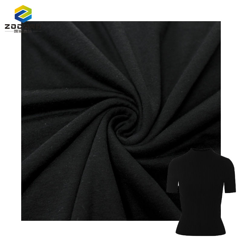 High Quality 90% Cotton 10% Cashmere Jersey Knit Natural Black Wool Fabric for Garment Suits