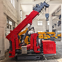 Mini-grue araignée diesel à flèche télescopique sur chenilles pour travaux de levage en espace restreint