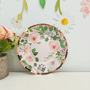 อุปกรณ์ตกแต่งงานแต่งงานธีม DAMAI ชุดน้ำชาฤดูใบไม้ผลิ ดอกกุหลาบสีชมพู ดอกชบาสีขาว ชุดอาหารเย็นแบบใช้แล้วทิ้ง ถ้วยกระดาษ ผ้าเช็ดปาก - Product Image 2