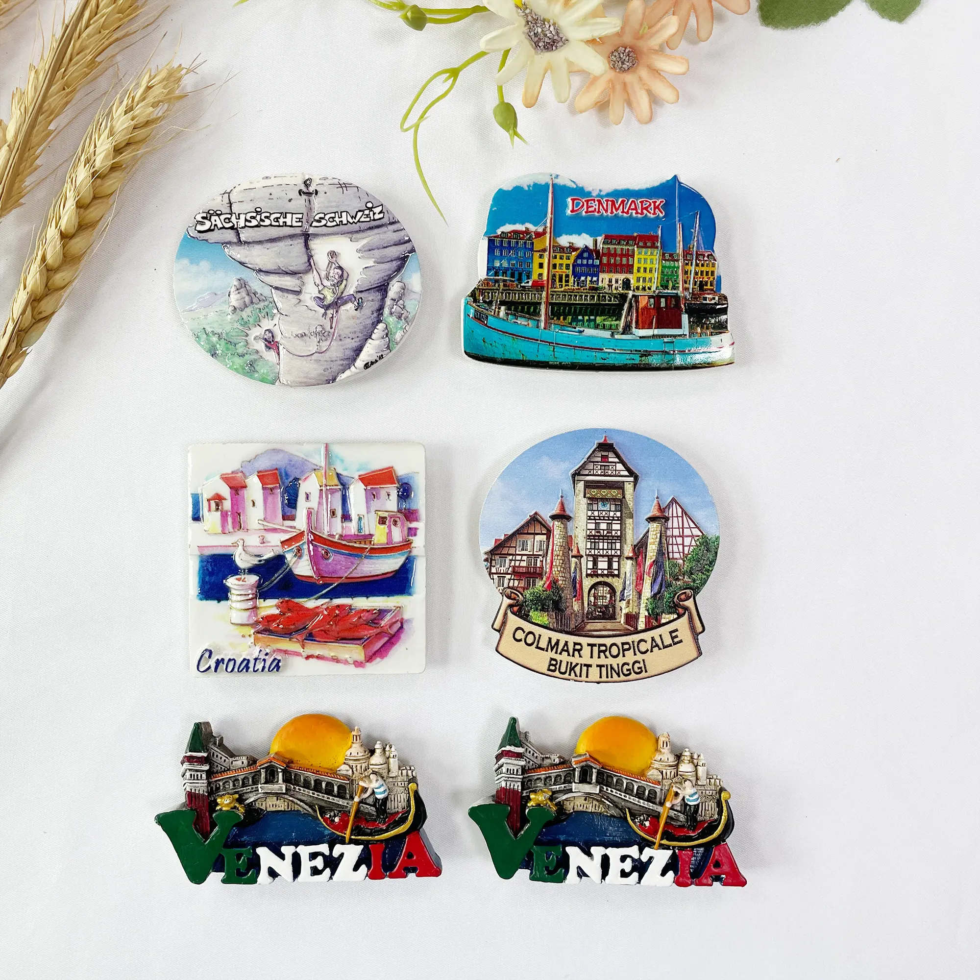 3D Country Resin Magnets For Fridge Custom Printed Polyresin Fridge Magnet Customised Refrigerator Magnet Tourism Souvenirs