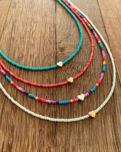 Vòng cổ hạt thủy tinh nhỏ với họa tiết trái tim mạ vàng bạc người bạn tốt nhất đơn giản dây chuyền thanh nhã Boho đa đính cườm choker - Product Image 2