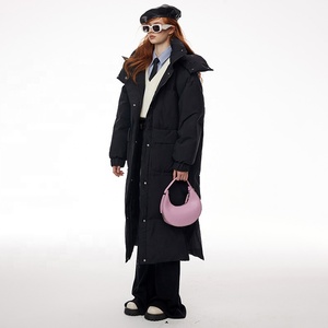 Veste longue en <span class=keywords><strong>duvet</strong></span> pour femmes, imperméable, épaissie, couleur unie, <span class=keywords><strong>chaude</strong></span>, vêtements d'extérieur d'hiver pour femmes, en stock - Product Image 3