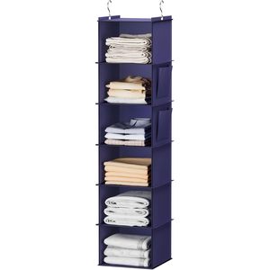YoudenoVA Hanging Closet Organizer 6 Shelf Purple Fabric Storage Shelves For Bedroom Clothing <b>Hook</b> Type - Product Image 1