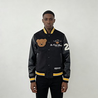 Veste de baseball personnalisée en laine mélangée épaisse avec manches en cuir et patch en chenille pour homme